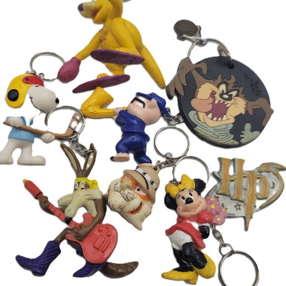 8 Funny Cartoon Key Chains  Metal & Vinyl Bright Colors Collectible - Picture 8 of 15